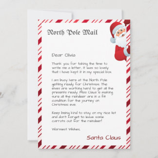 Personalised Official North Pole Letter From Santa Invitation