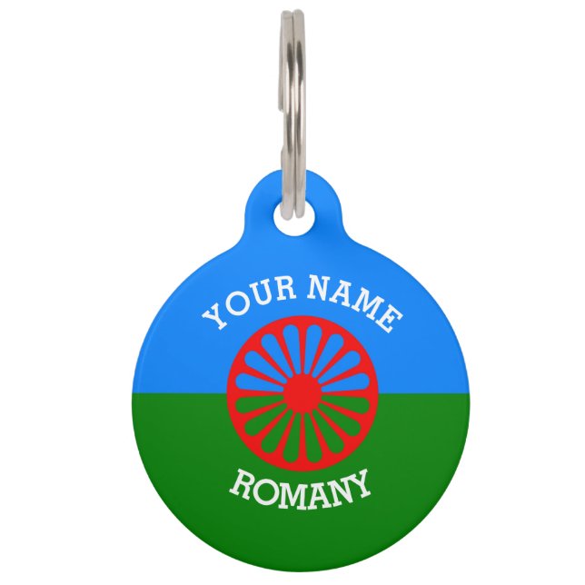 Personalised Official Romany gypsy travellers flag Pet Tag (Front)