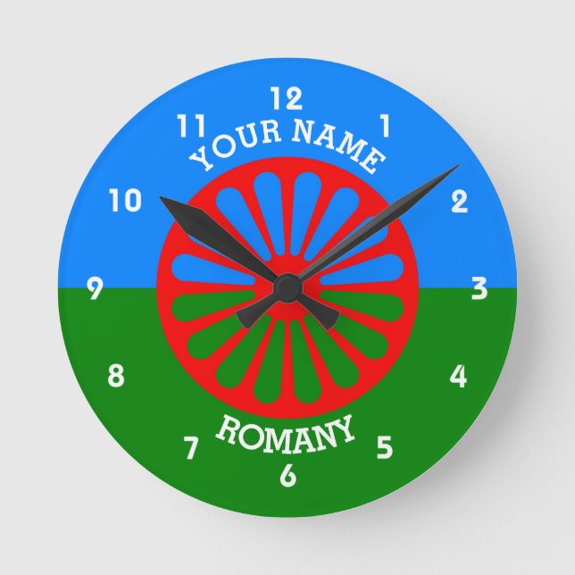 Personalised Official Romany gypsy travellers flag Round Clock (Front)