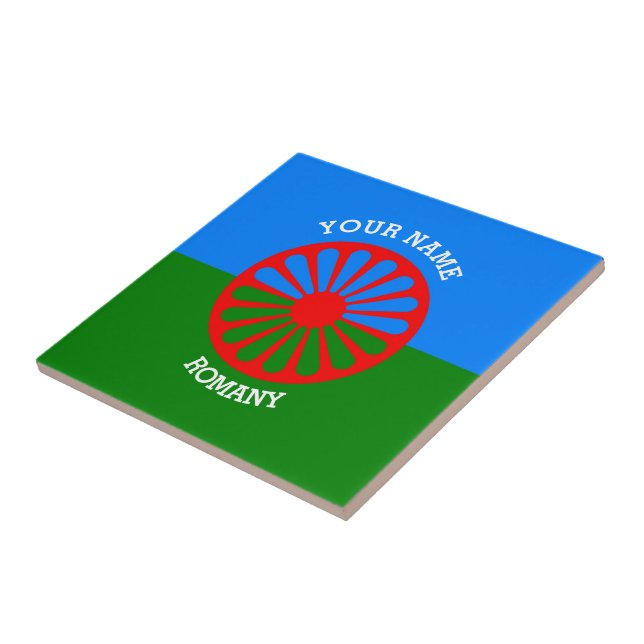 Personalised Official Romany gypsy travellers flag Tile (Side)