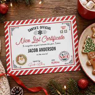 Personalised Official Santa Nice List Certificate