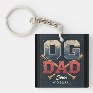 Personalised OG Dad Vintage Baseball Father's Day Key Ring