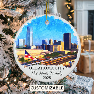 Personalised Oklahoma City Ornament, Oklahoma Ceramic Ornament