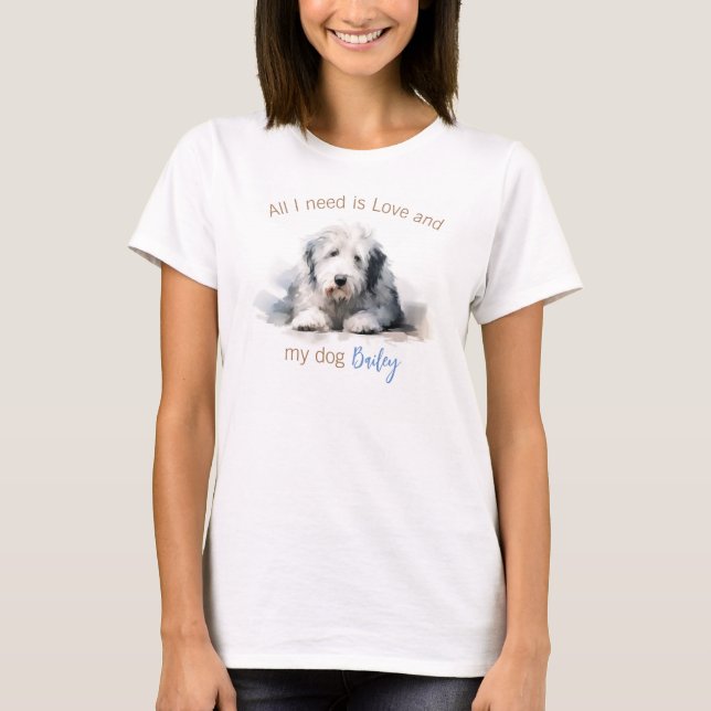 Personalised Old English Sheepdog  T-Shirt (Front)