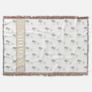 Personalised Old English Sheepdog  Throw Blanket