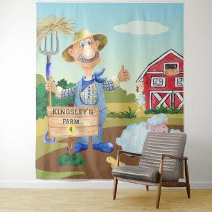 Personalised Old MacDonald's Farm Blue Tractor Tapestry