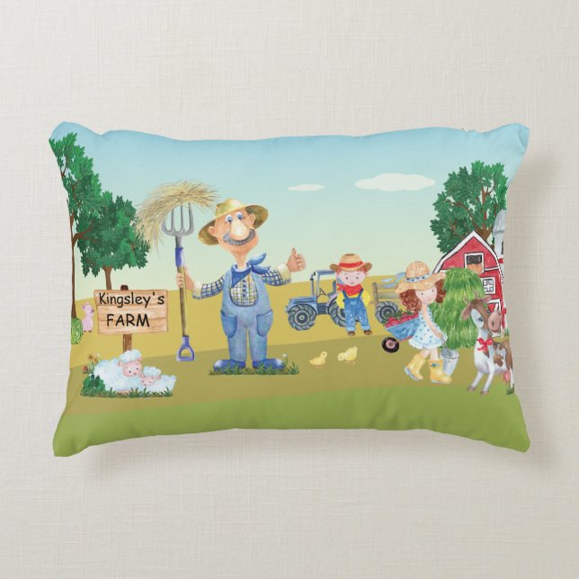 Personalised Old MacDonald's Farm  Decorative Cushion (Front)