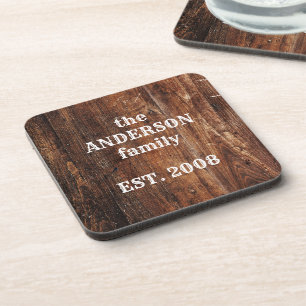 Personalised Old Rustic Wood Kitchen Plastic Coaster