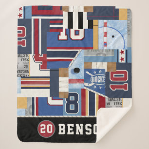 Personalised Old Time Ice Hockey Shirt Puck Sherpa Blanket