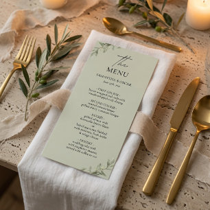 Personalised Olive Branch Wedding Menu Card