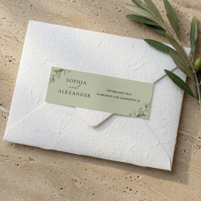 Personalised Olive Branch Wedding  Return Address Label (Creator Uploaded)