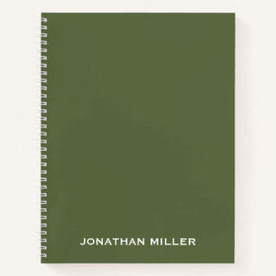 Personalised Olive Green White Classic Typography Notebook