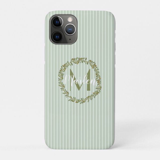 Personalised Olive Wreath Monogram  Case-Mate iPhone Case (Back)