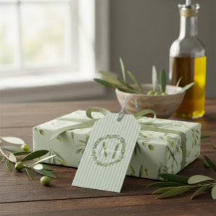 Personalised Olive Wreath Monogram  Gift Tags