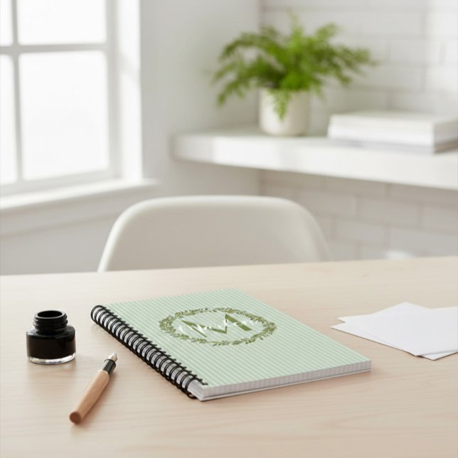 Personalised Olive Wreath Monogram  Notebook (Creator Uploaded)