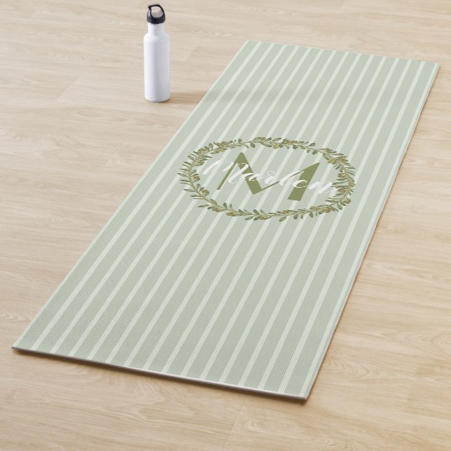 Personalised Olive Wreath Monogram  Yoga Mat (In Situ)