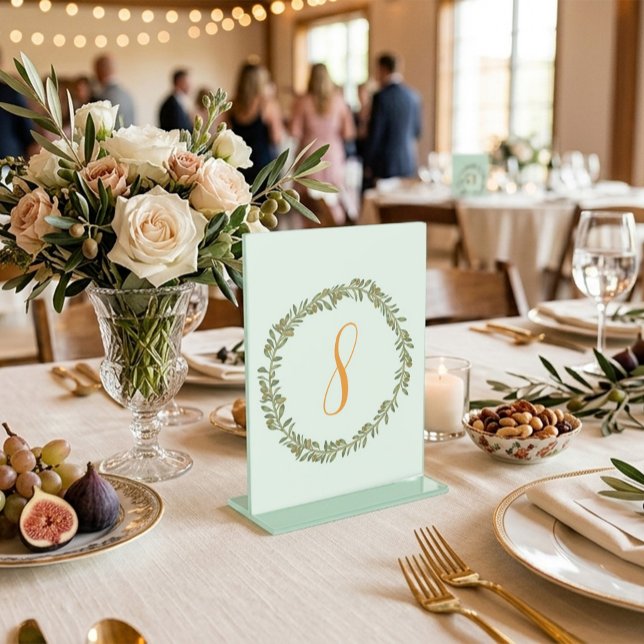 Personalised Olive Wreath Pedestal Table Sign (Creator Uploaded)