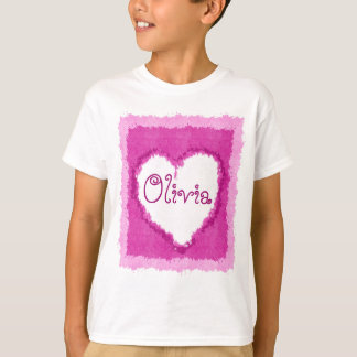 Personalised Olivia Watercolor Heart T-Shirt