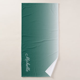 Personalised ombre gradient green bath towel