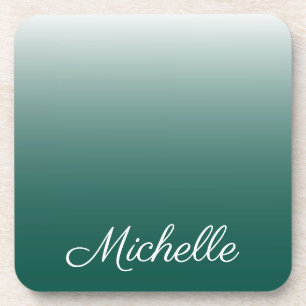 Personalised ombre gradient green coaster