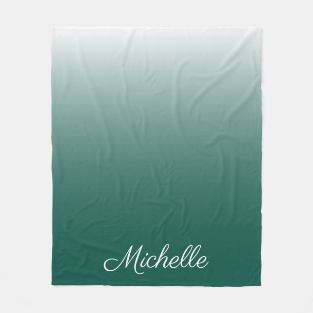 Personalised ombre gradient green fleece blanket (Front)