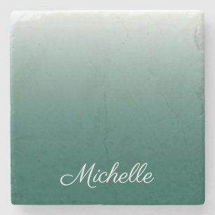 Personalised ombre gradient green stone coaster