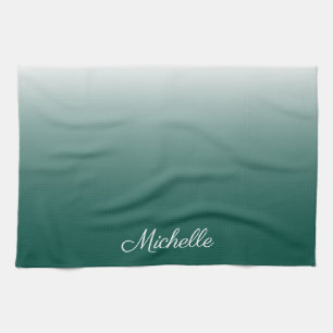 Personalised ombre gradient green tea towel