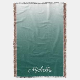 Personalised ombre gradient green throw blanket