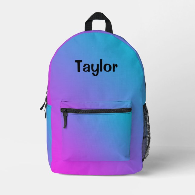 Personalised Ombre Gradient Purple Blue Backpack (Front)