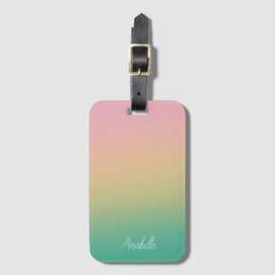 Personalised Ombre Gradient Teal Peach Pink Luggage Tag