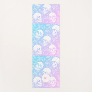 Personalised ombre pastel Goth Skulls Yoga Mat