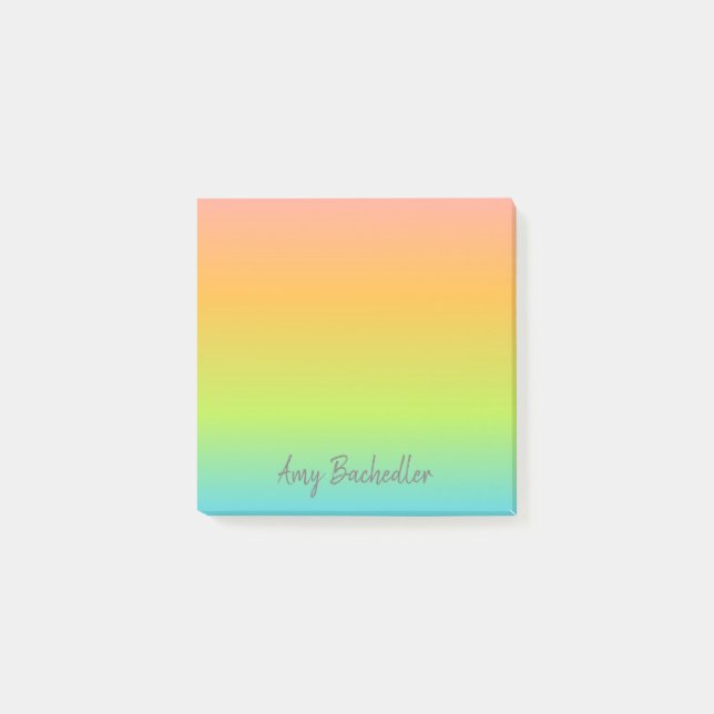 Personalised Ombre Pastel Rainbow Post-it Notes (Front)