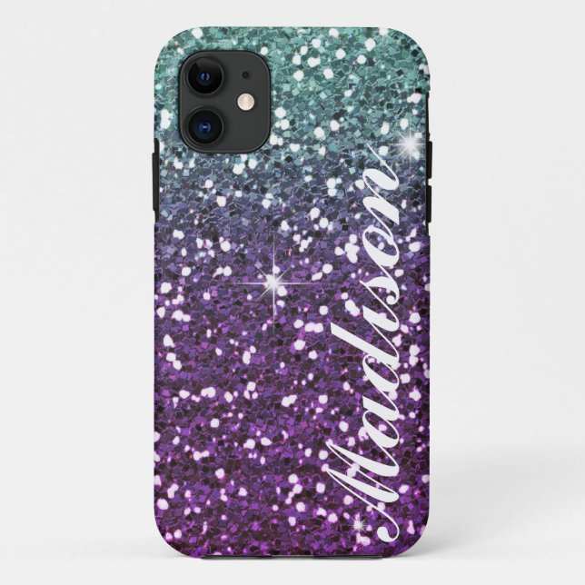 Personalised ombre purple Glitter IPhone5  Case (Back)