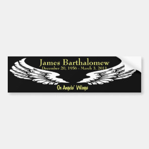 Personalised On Angels Wings Memorial Bumper Sticker