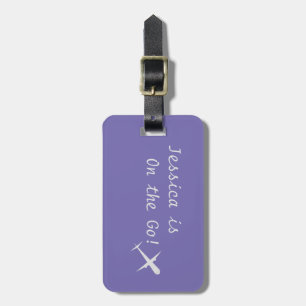 Personalised "On the Go" Aeroplane, Periwinkle Luggage Tag