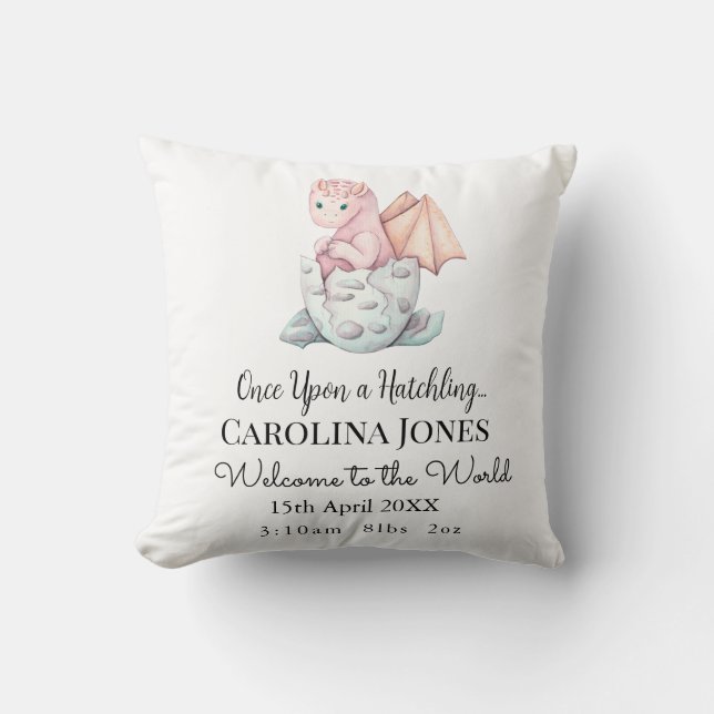 Personalised Once Upon a Hatchling Dragon Keepsake Cushion (Front)
