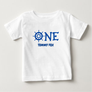 Personalised One 1st Happy Birthday Boat Wheel Baby T-Shirt