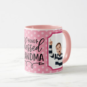 Personalised One Blessed Grandma Pink White Mug