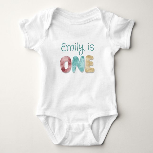 Personalised ONE First Birthday Baby Baby Bodysuit (Front)