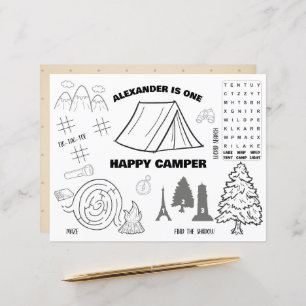 Personalised One Happy Camper Colouring Placemat