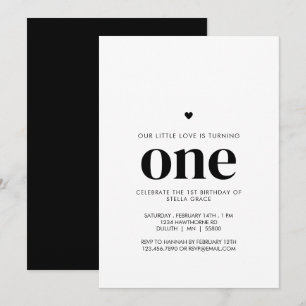 Personalised One Heart First Birthday Invitation