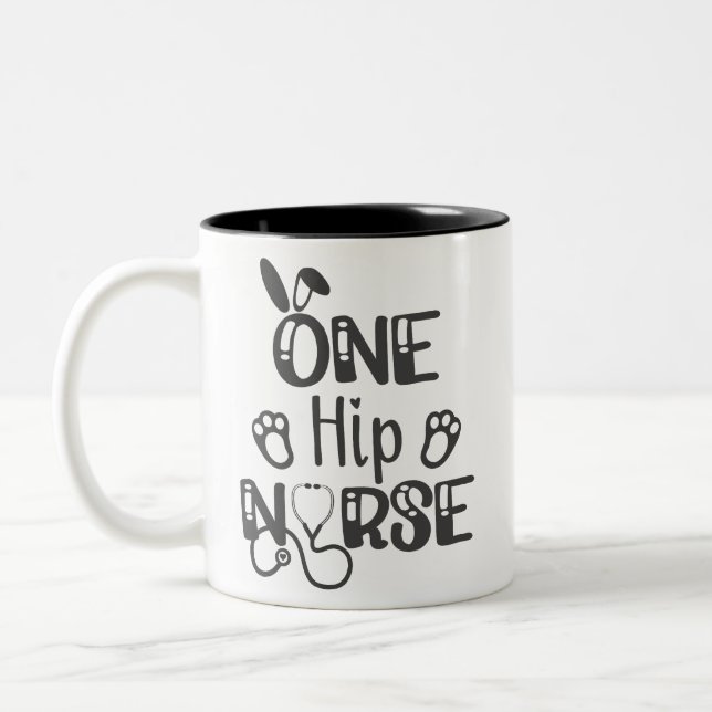 Personalised One Hip Nurse Easter  Two-Tone Coffee Mug (Left)
