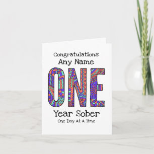 Personalised One year sober AA Anniversary Card