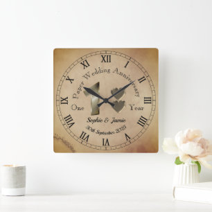 Personalised One Year Wedding Anniversary Clock 