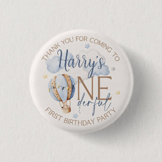 Personalised ONEderful 1st Birthday Party Plates 3 Cm Round Badge