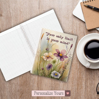 Personalised Only Limit is Your Mind Inspirational Notebook