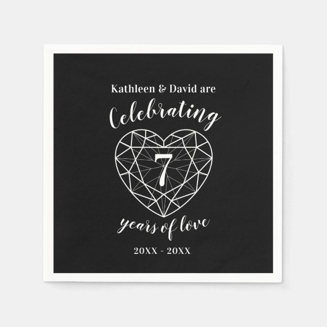 Personalised onyx anniversary 7 years napkin (Front)