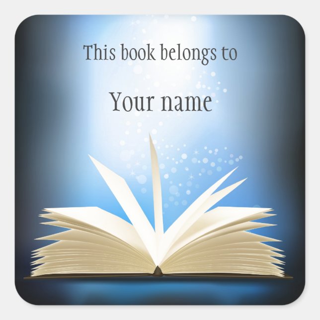 Personalised Open Book Design Bookplate Sticker (Front)