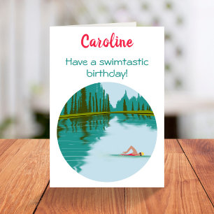 Personalised Open Water Swimming Birthday Card