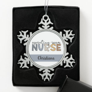Personalised Operating Room Nurse OR Nurse Snowflake Pewter Christmas Ornament